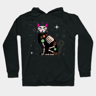 Day Of He Dead Cat  Dia De Los Muertos Cat Sugar Skull Hoodie